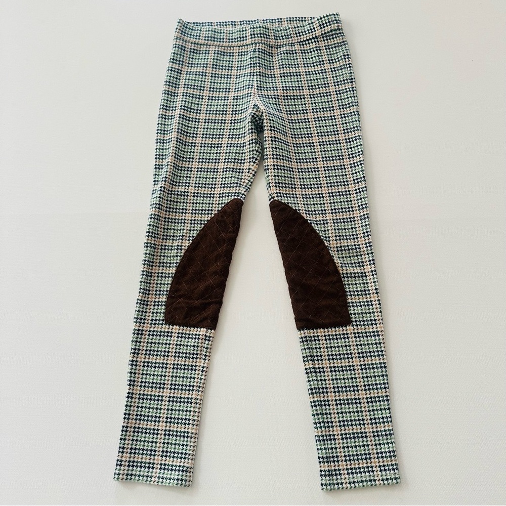 Janie and Jack Girls 10 The Houndstooth Riding Pants Equestrian Green Blue Brown